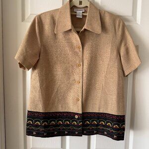 Alfred Dunner Short Sleeve Button Front Blouse Size 8